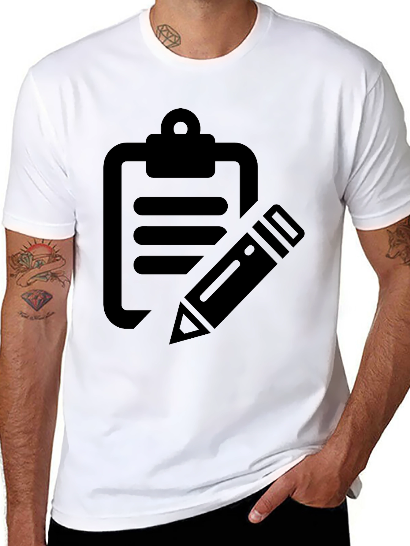 Clipboard & Pencil Graphic Tee - Black