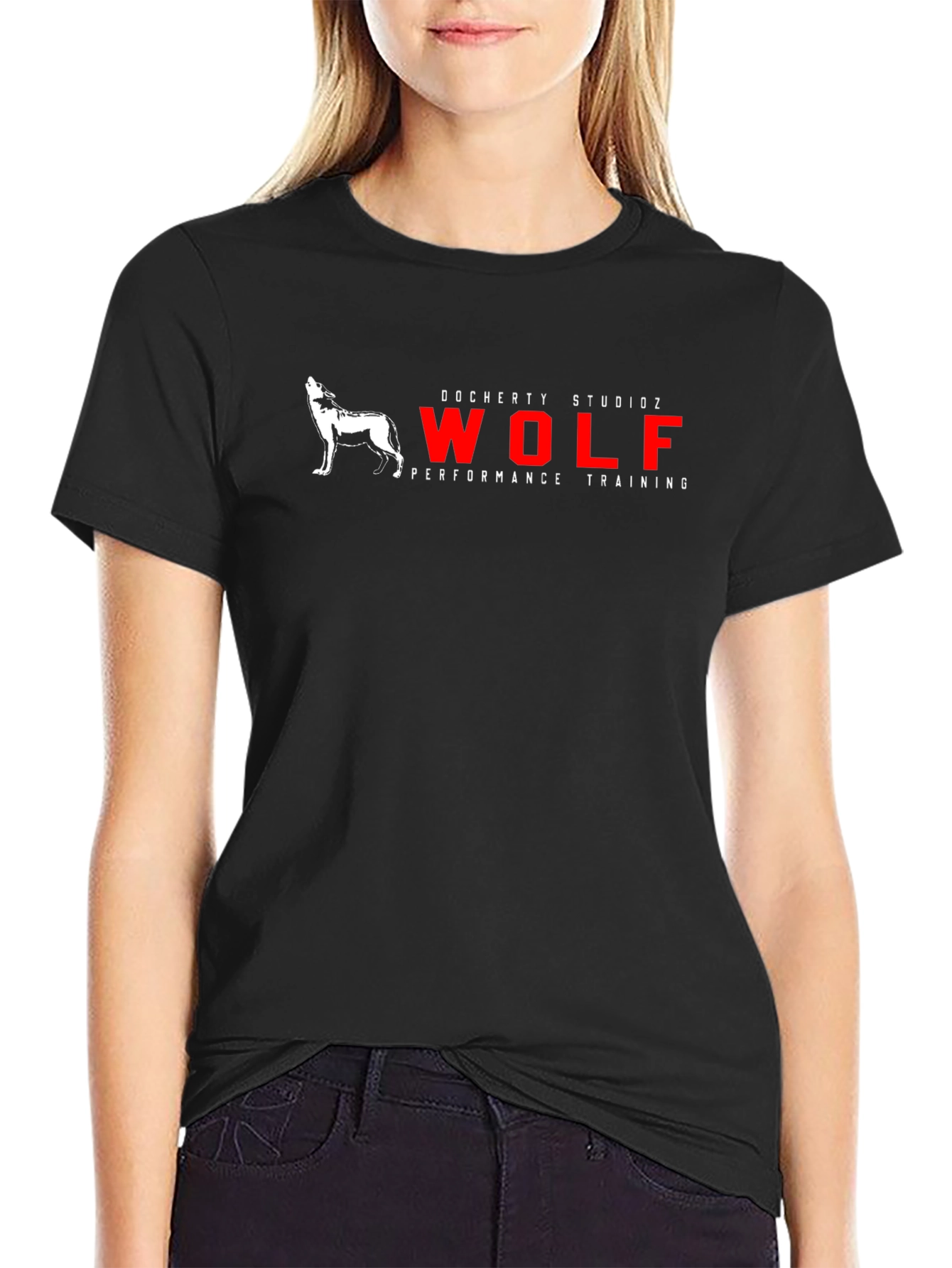 Mens Black Wolf Performance Training Graphic T-Shirt