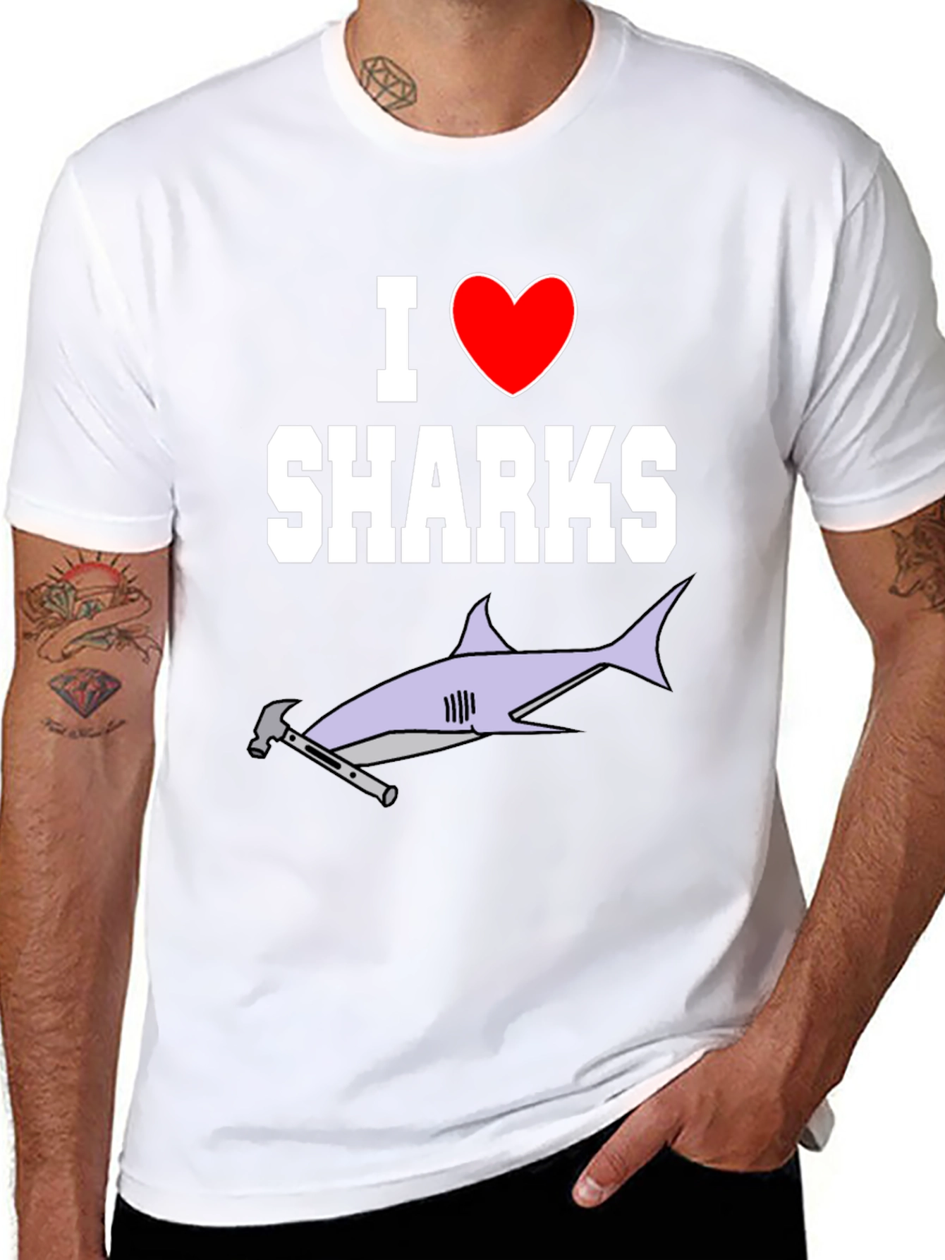 I Love Sharks T-Shirt Hammerhead Graphic Tee