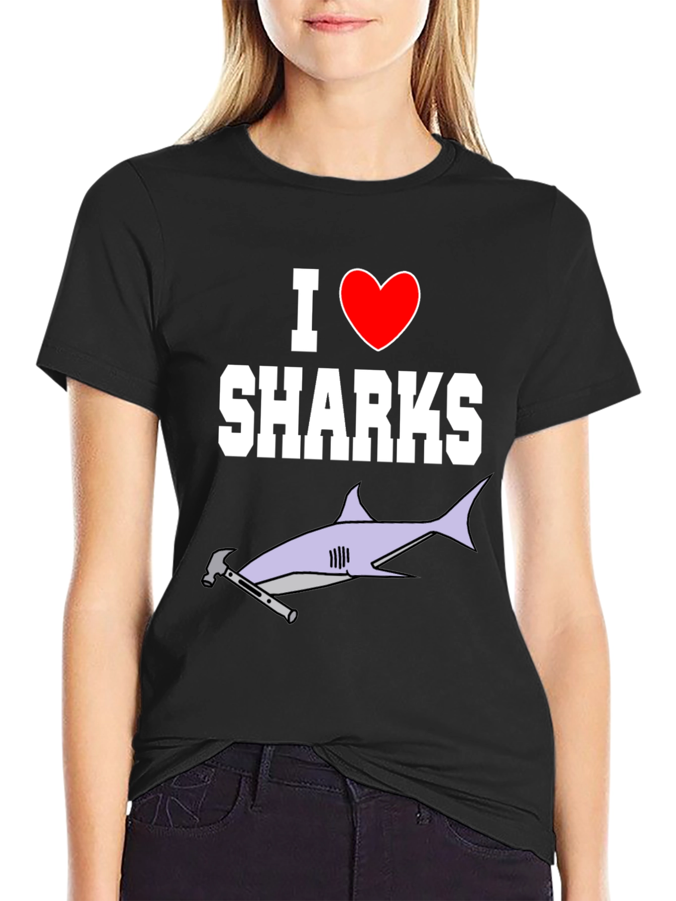 I Love Sharks T-Shirt Hammerhead Graphic Tee