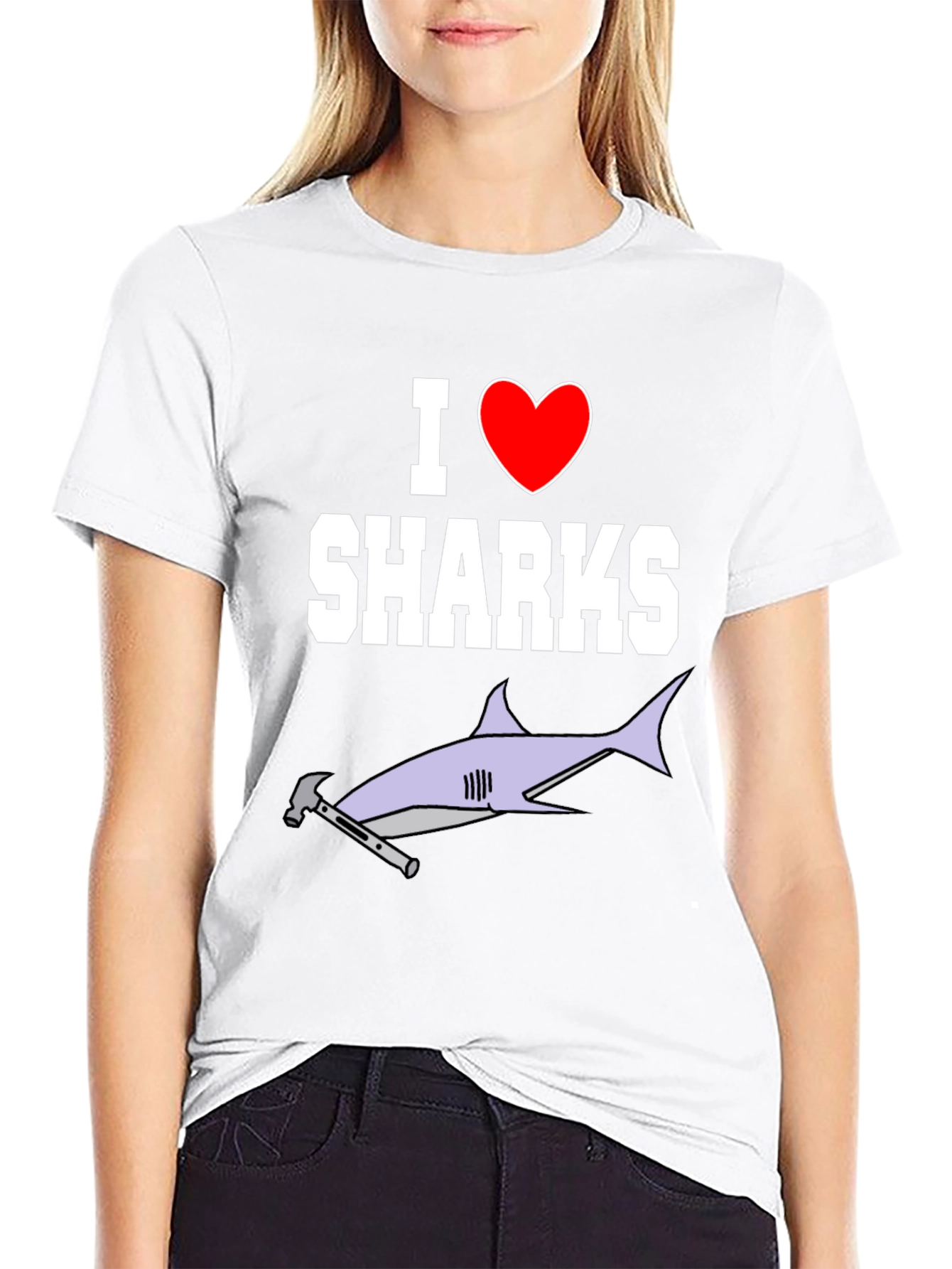 I Love Sharks T-Shirt Hammerhead Graphic Tee