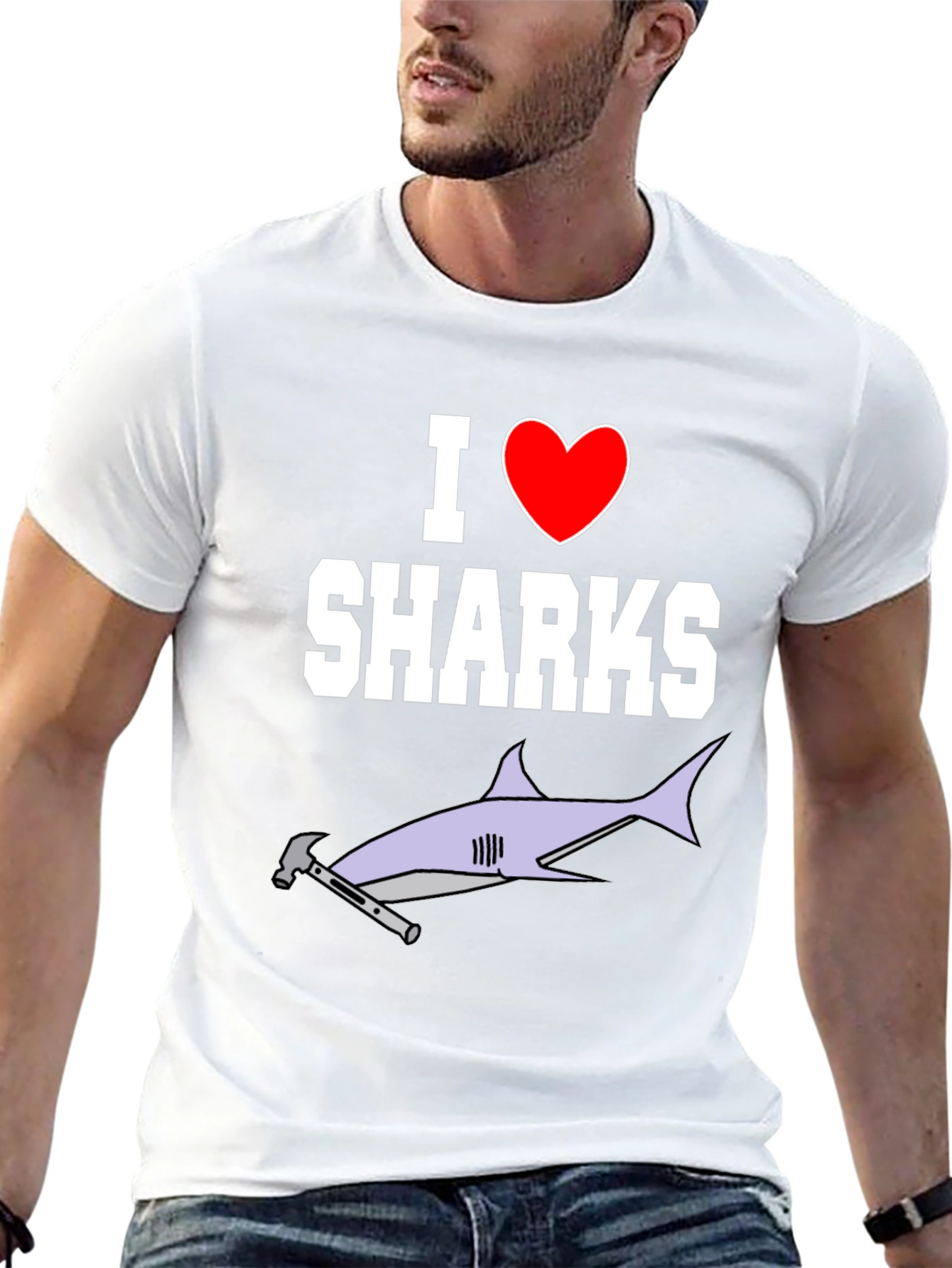 I Love Sharks T-Shirt Hammerhead Graphic Tee