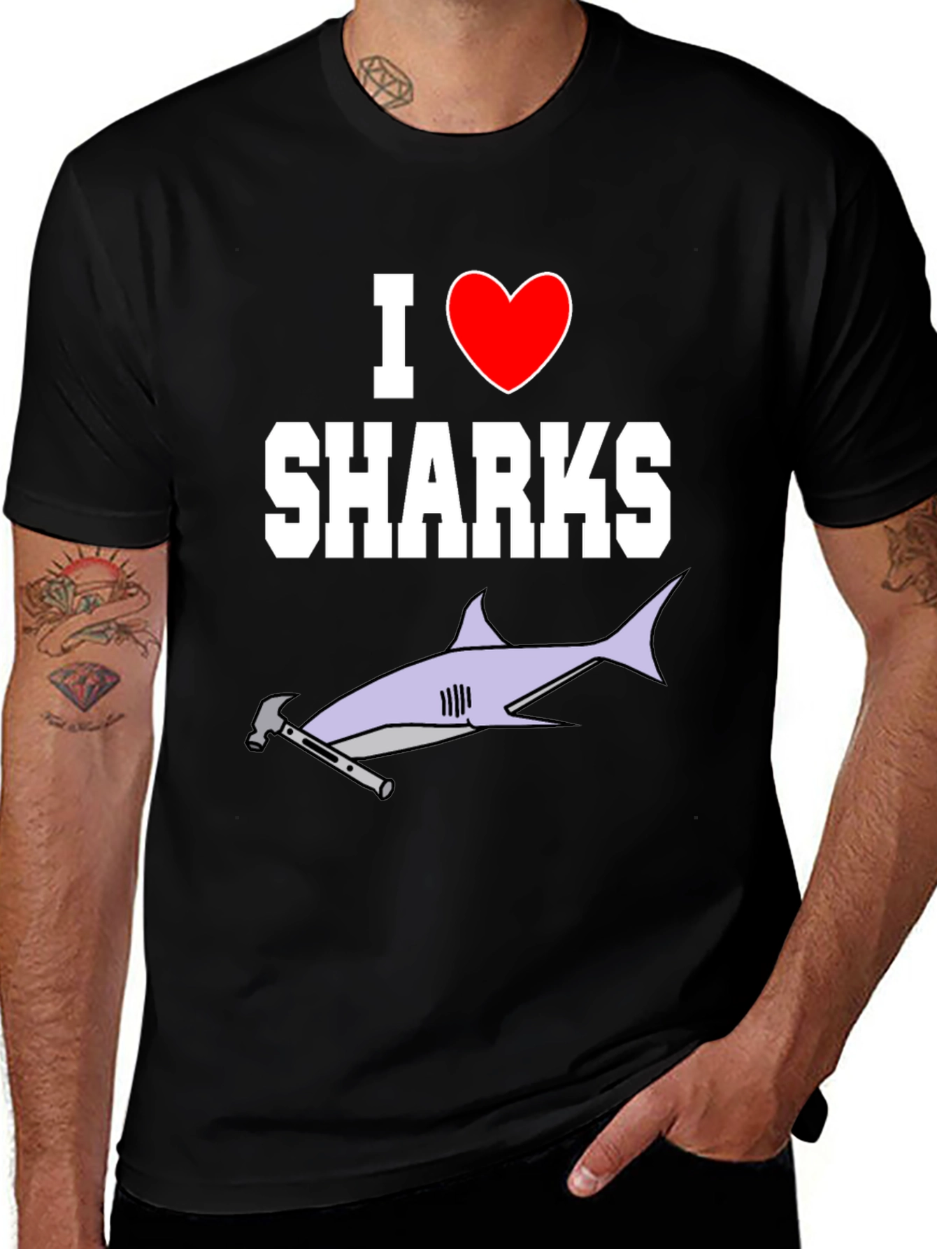 I Love Sharks T-Shirt Hammerhead Graphic Tee
