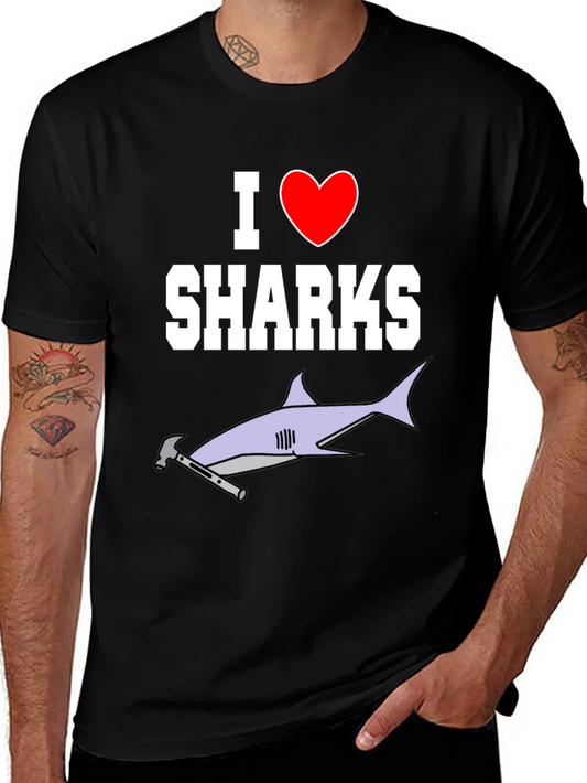 I Love Sharks T-Shirt Hammerhead Graphic Tee