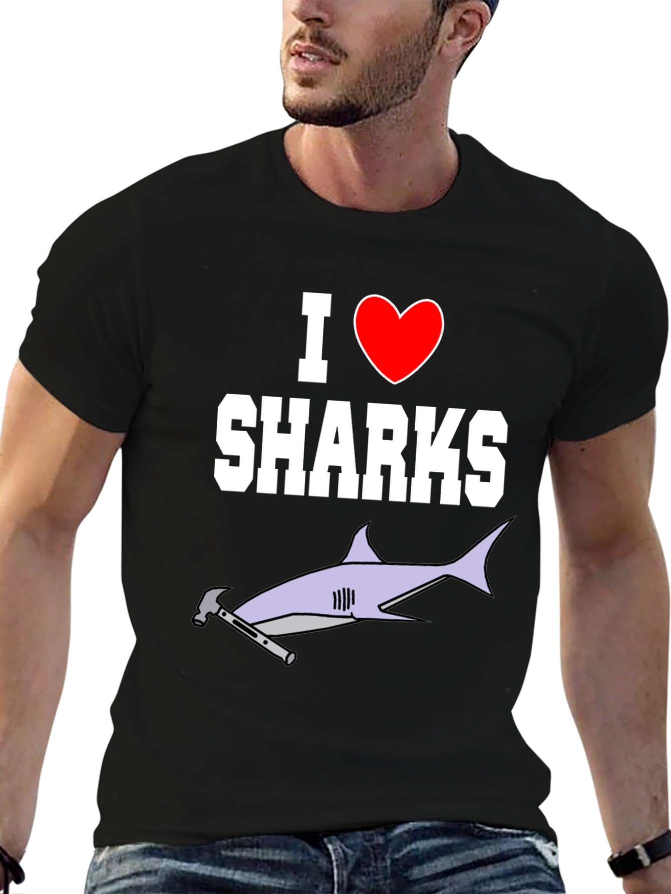 I Love Sharks T-Shirt Hammerhead Graphic Tee