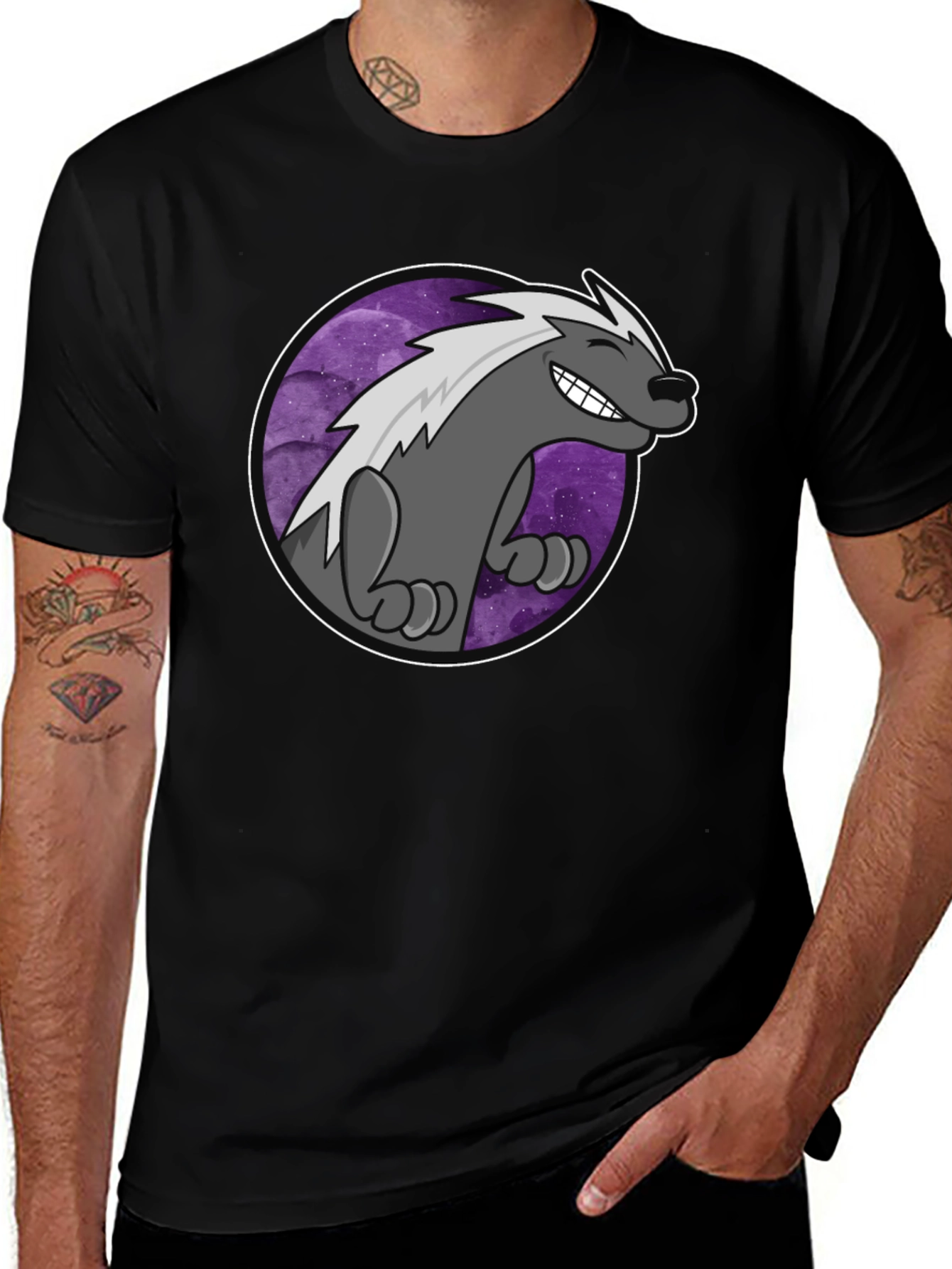 Cool Badger T-Shirt - Galaxy Design