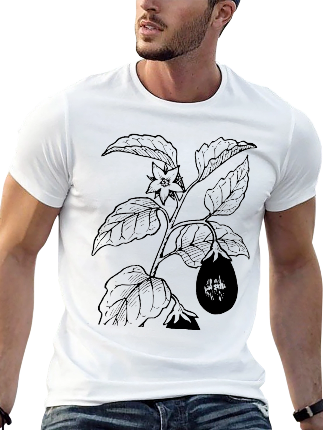 Botanical Print Black T-Shirt