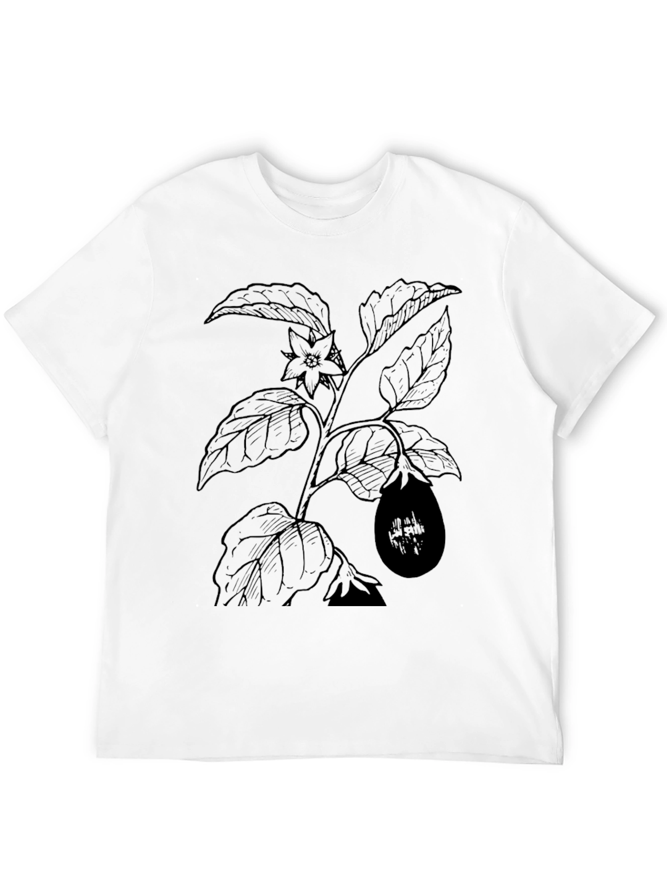 Botanical Print Black T-Shirt