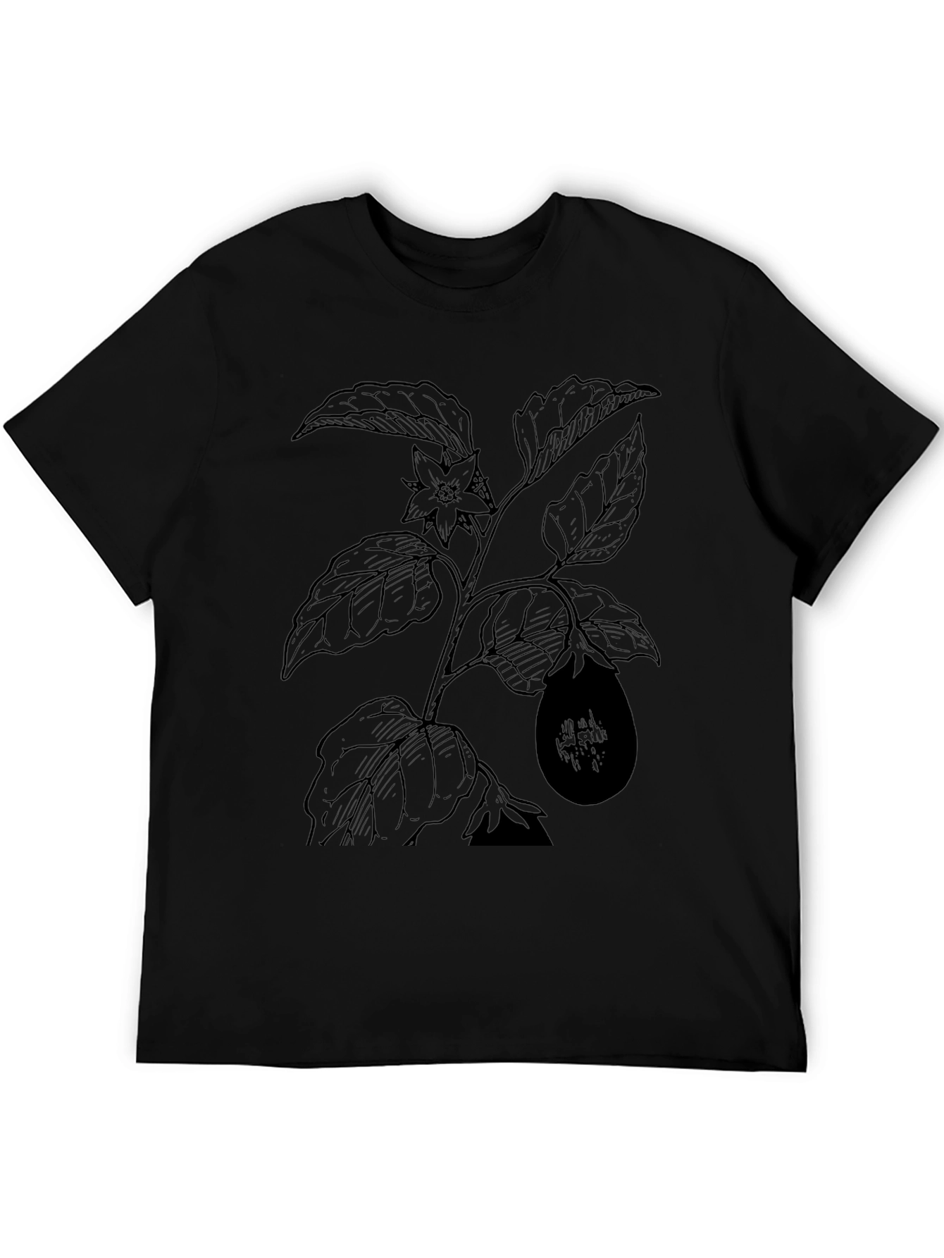 Botanical Print Black T-Shirt