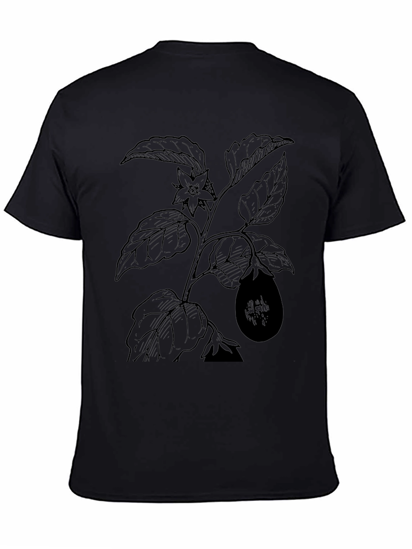 Botanical Print Black T-Shirt