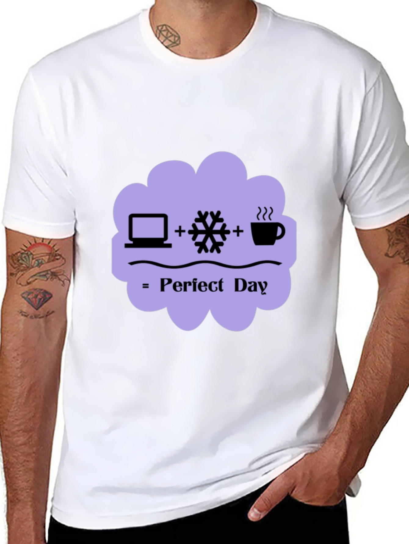 Perfect Day Graphic Tee - Laptop Snow Coffee
