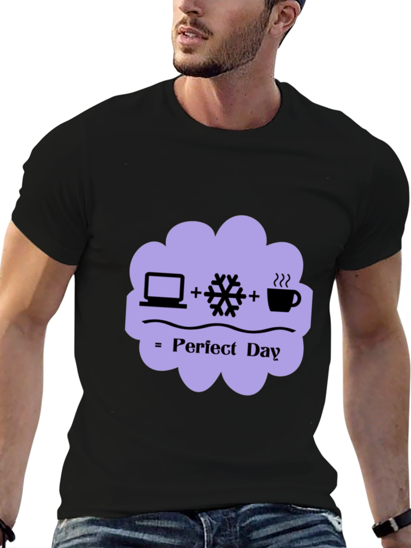 Perfect Day Graphic Tee - Laptop Snow Coffee