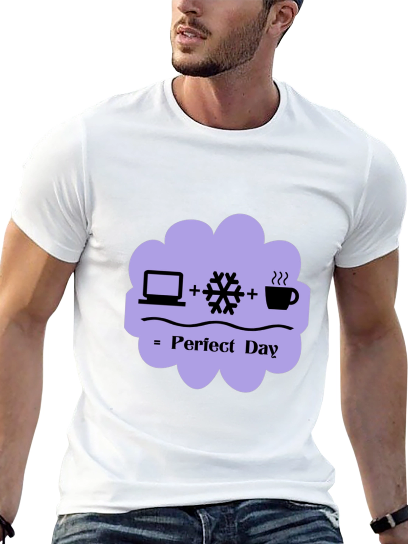 Perfect Day Graphic Tee - Laptop Snow Coffee
