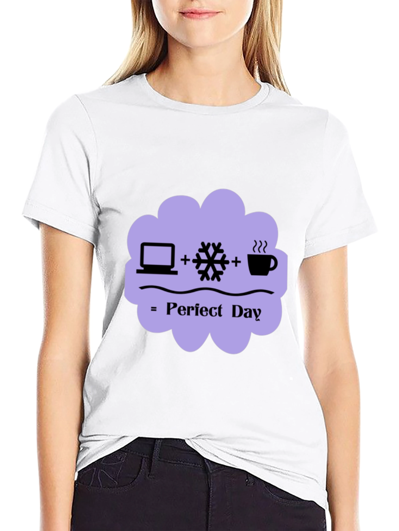 Perfect Day Graphic Tee - Laptop Snow Coffee