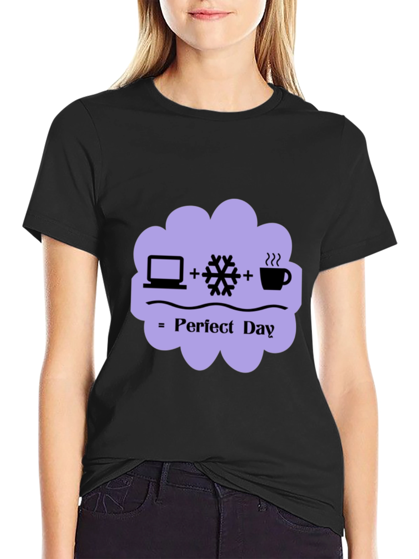 Perfect Day Graphic Tee - Laptop Snow Coffee
