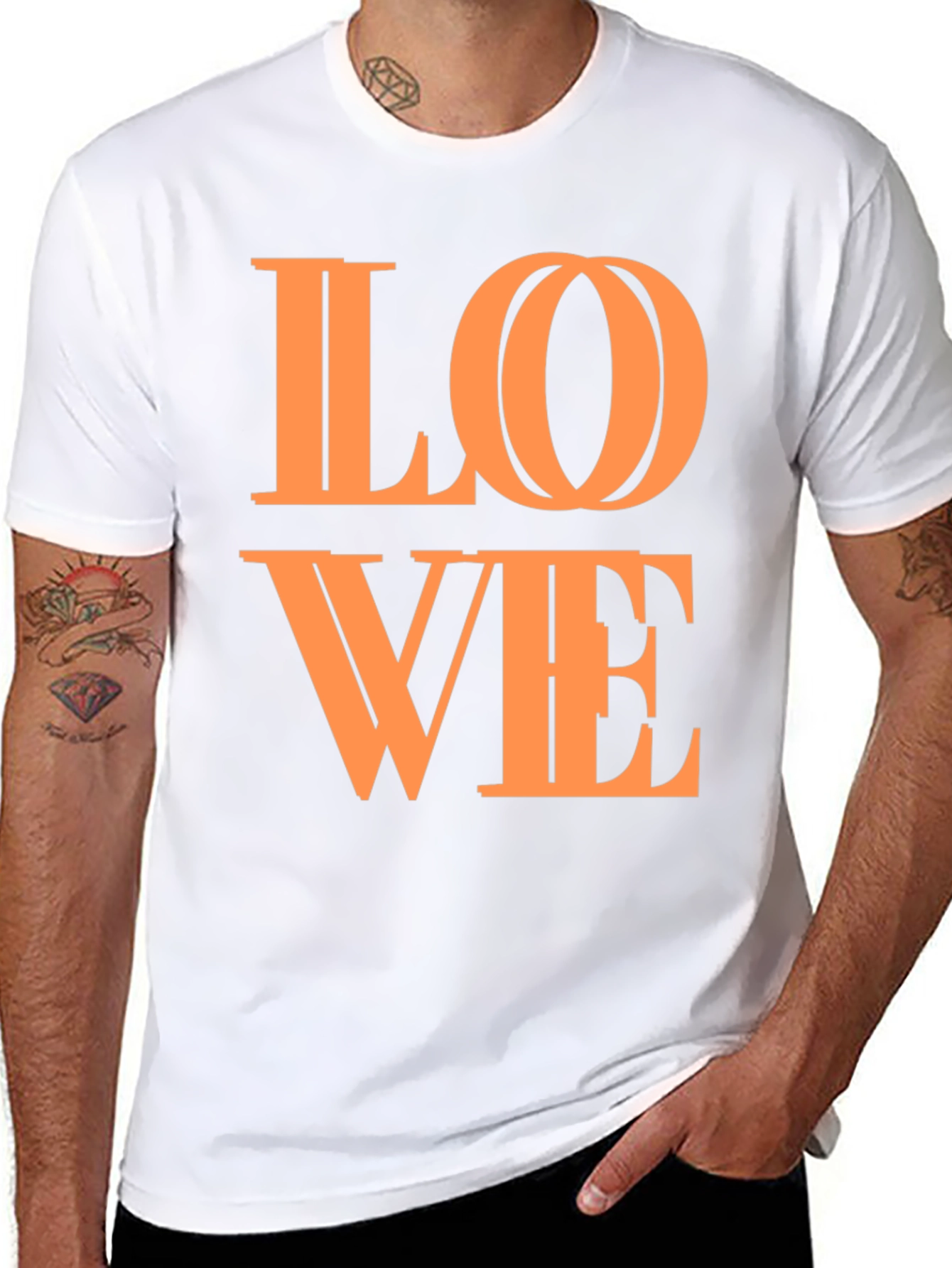 Stylish LOVE Graphic Tee - Black Cotton Blend