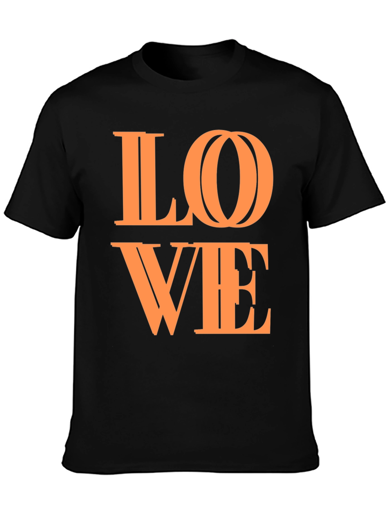 Stylish LOVE Graphic Tee - Black Cotton Blend