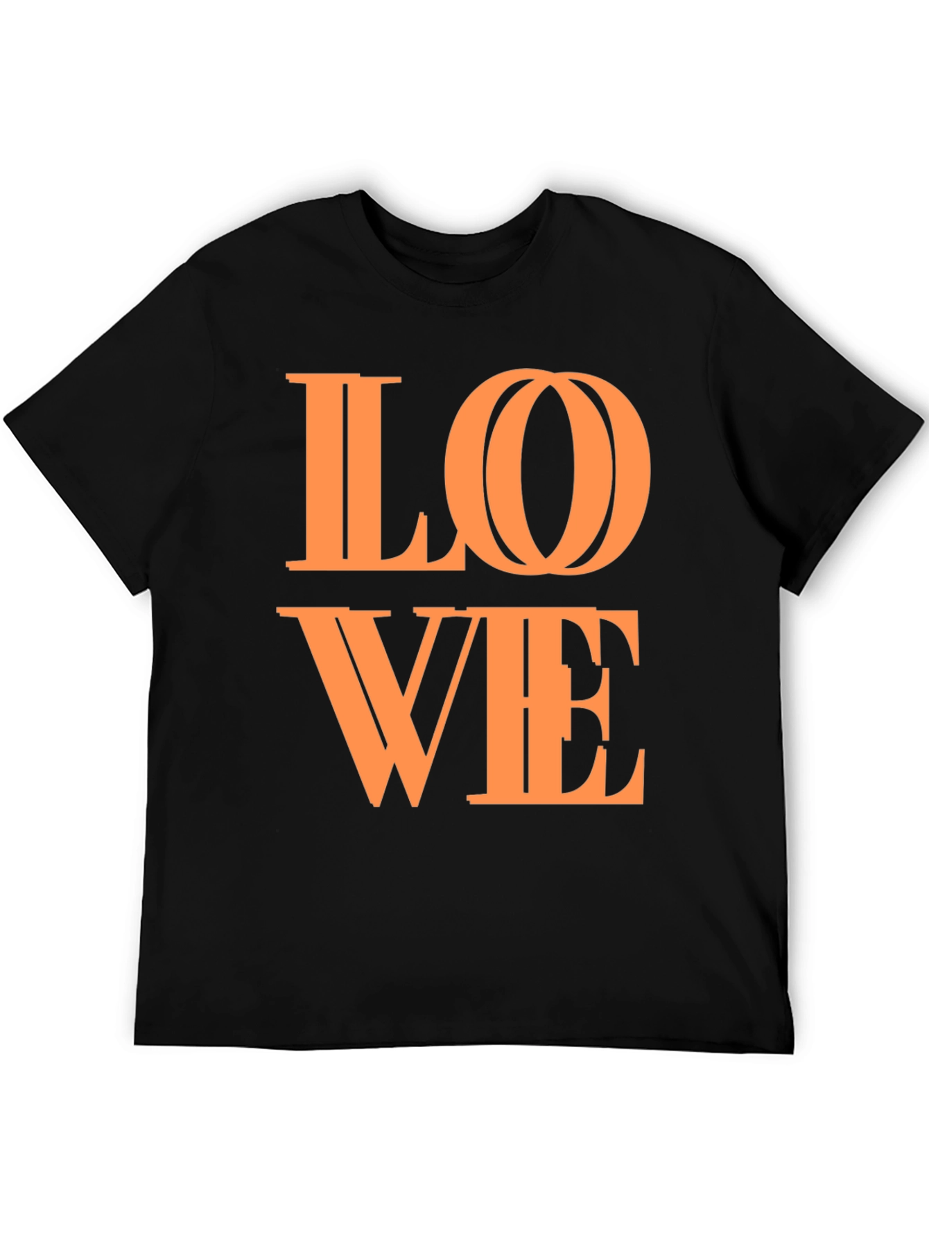 Stylish LOVE Graphic Tee - Black Cotton Blend