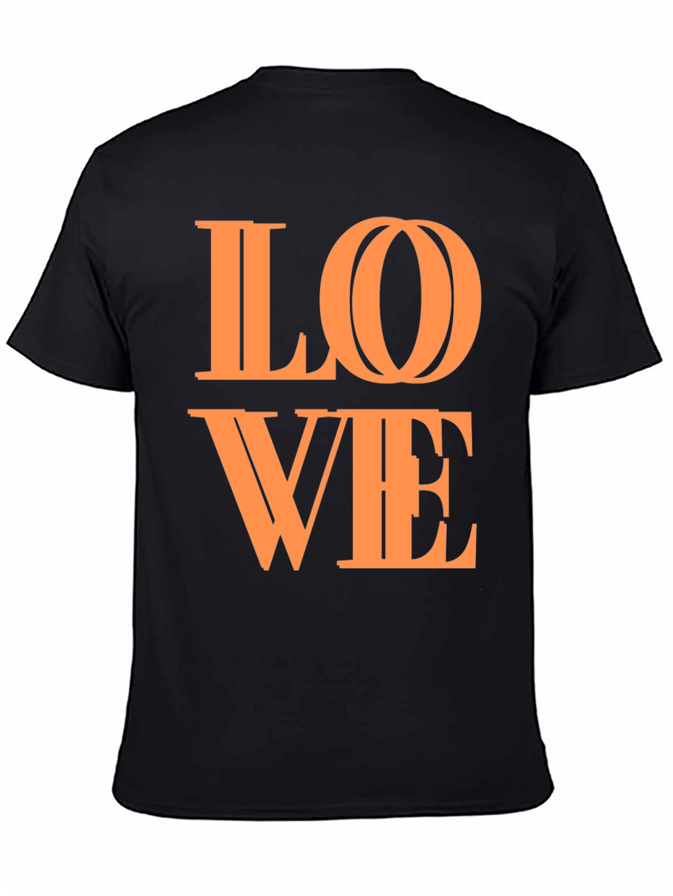 Stylish LOVE Graphic Tee - Black Cotton Blend