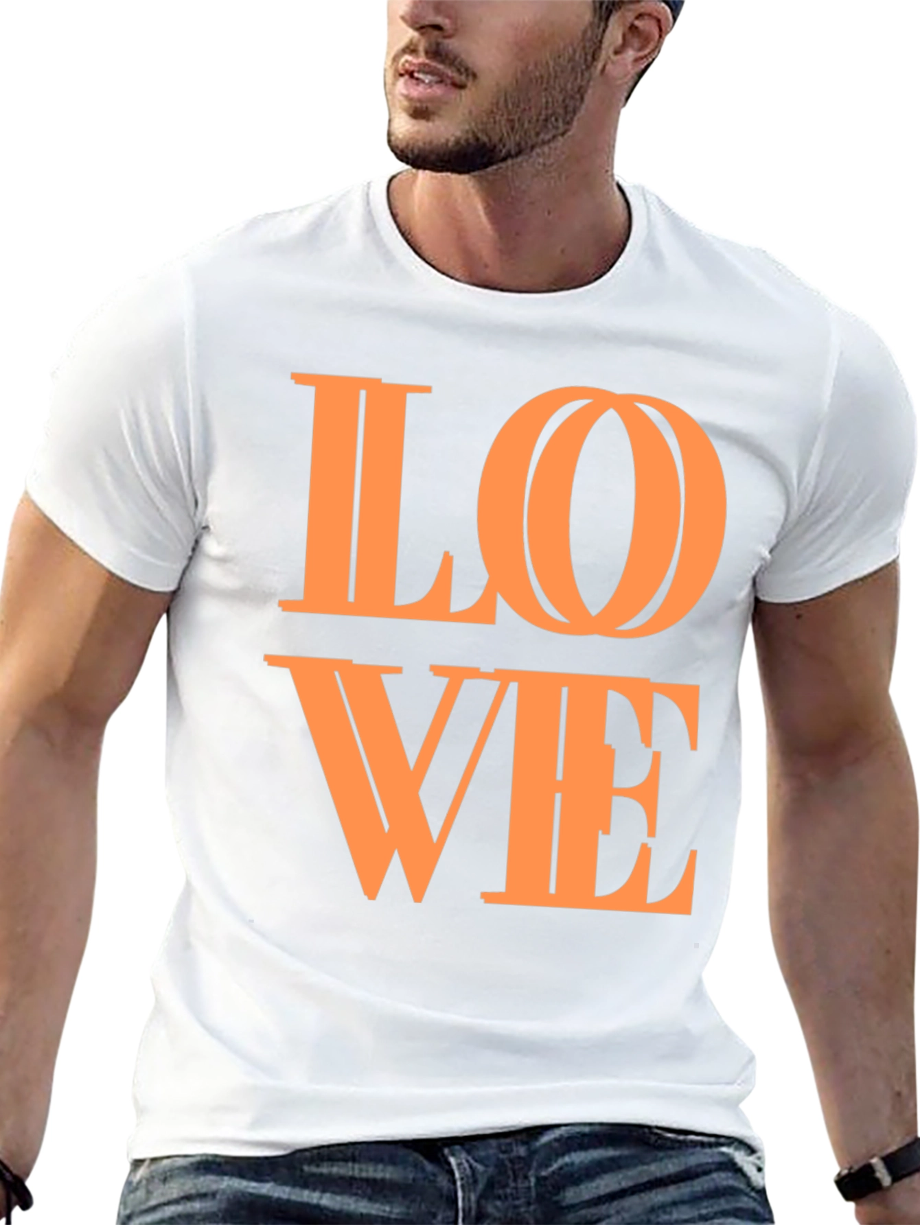 Stylish LOVE Graphic Tee - Black Cotton Blend