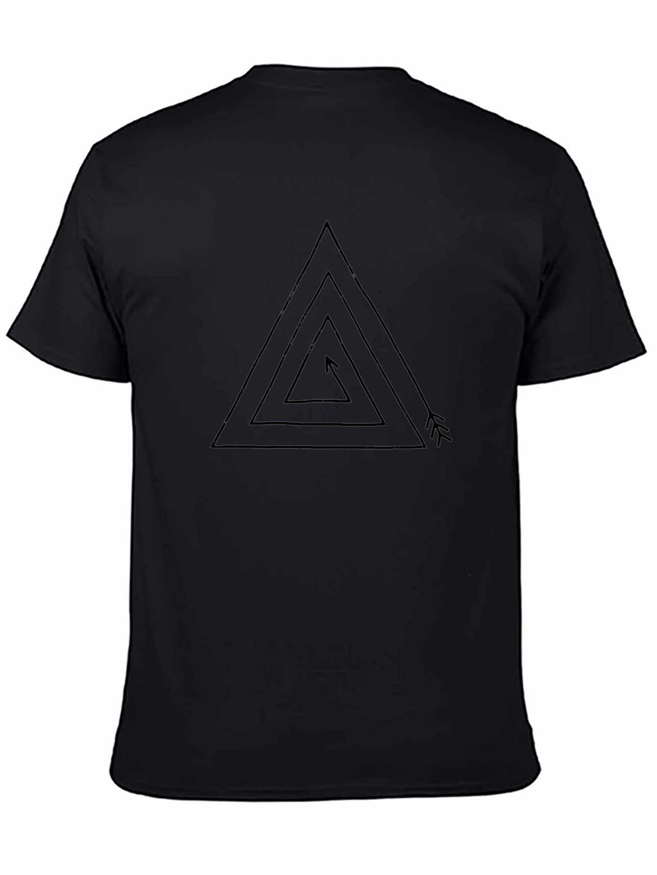 Geometric Arrow Triangle Graphic Tee - Black Casual Shirt