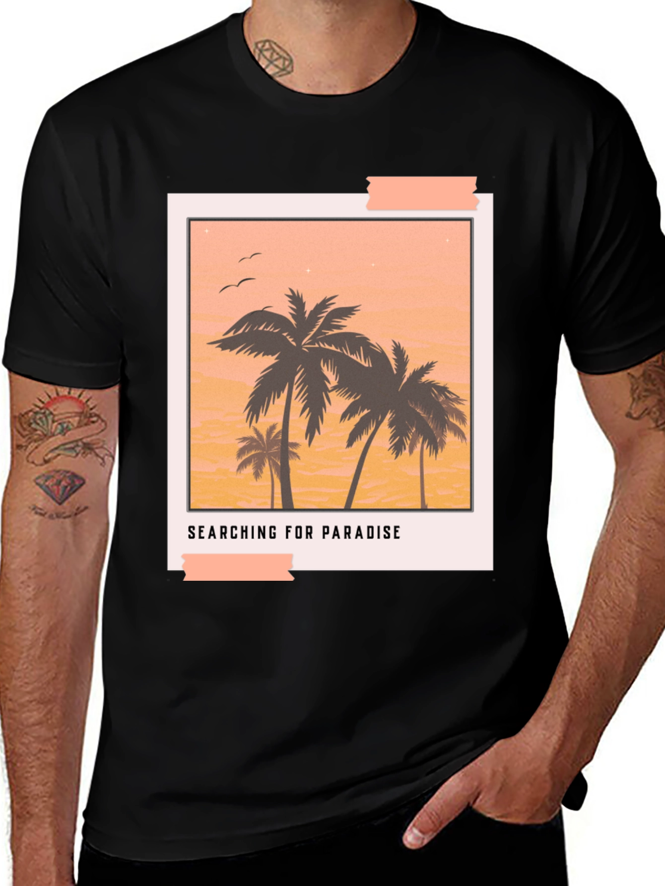 Paradise Graphic Tee - Black Casual T-Shirt