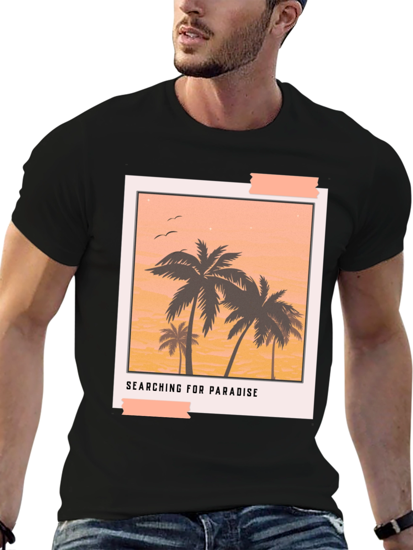 Paradise Graphic Tee - Black Casual T-Shirt