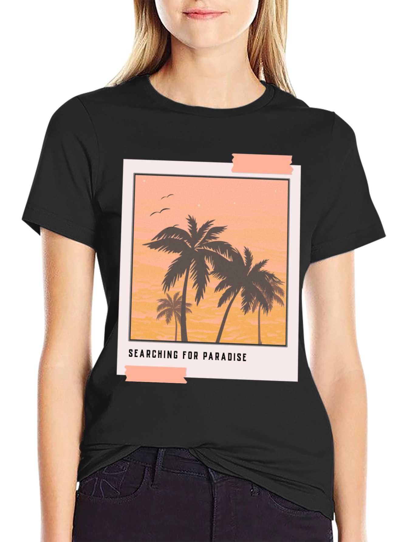 Paradise Graphic Tee - Black Casual T-Shirt