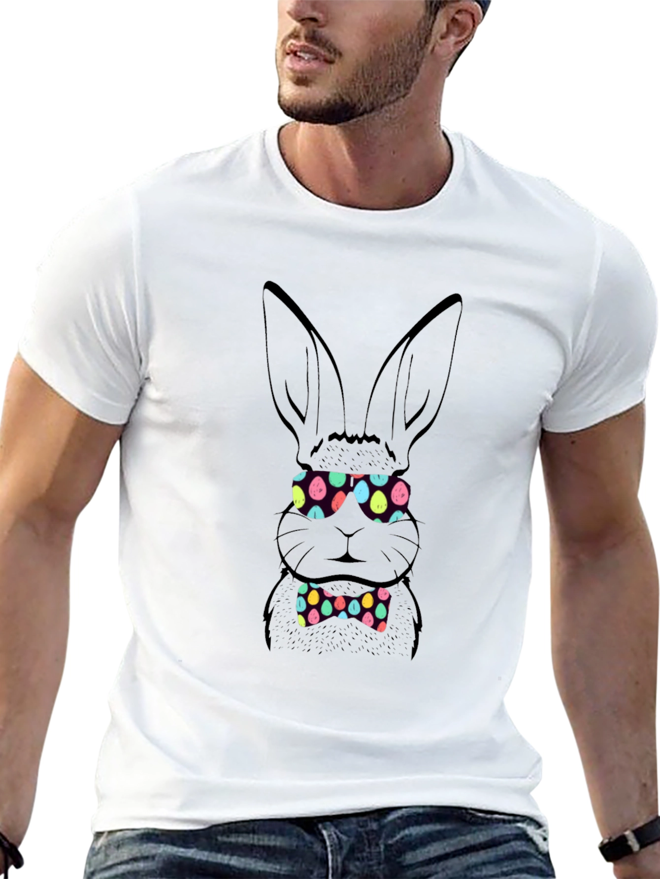 Easter Bunny Egg Glasses Graphic Tee