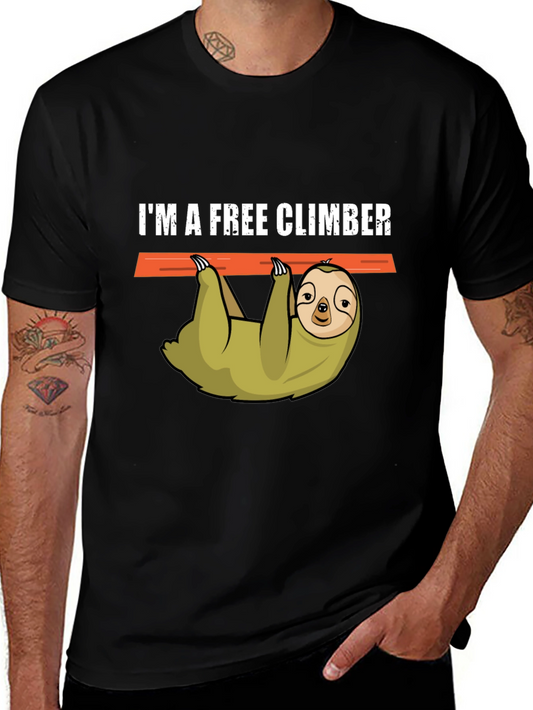 Im a Free Climber Sloth Graphic Tee - Black