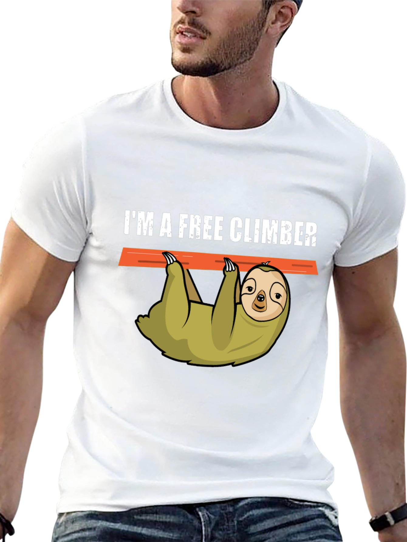 Im a Free Climber Sloth Graphic Tee - Black