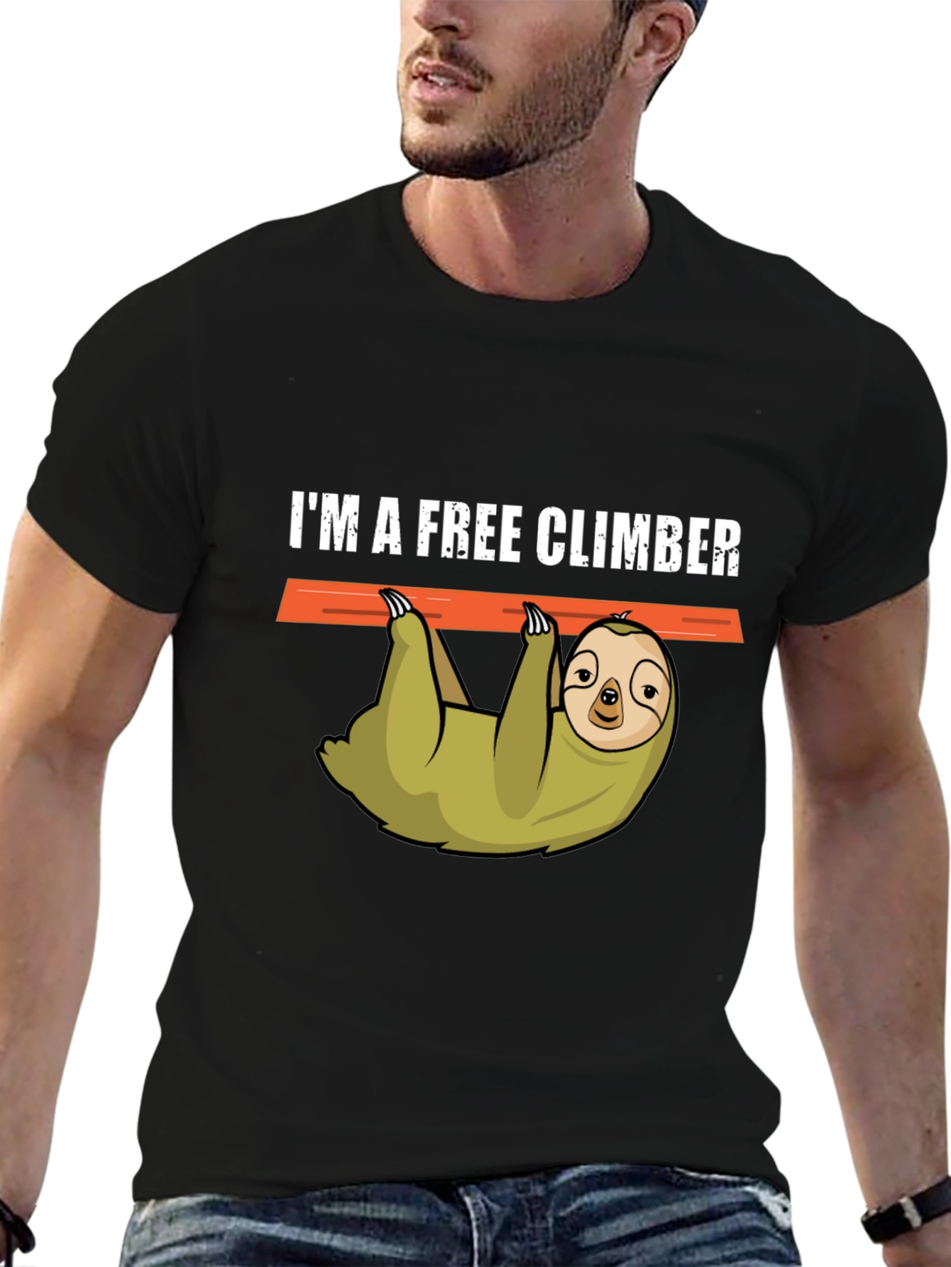 Im a Free Climber Sloth Graphic Tee - Black