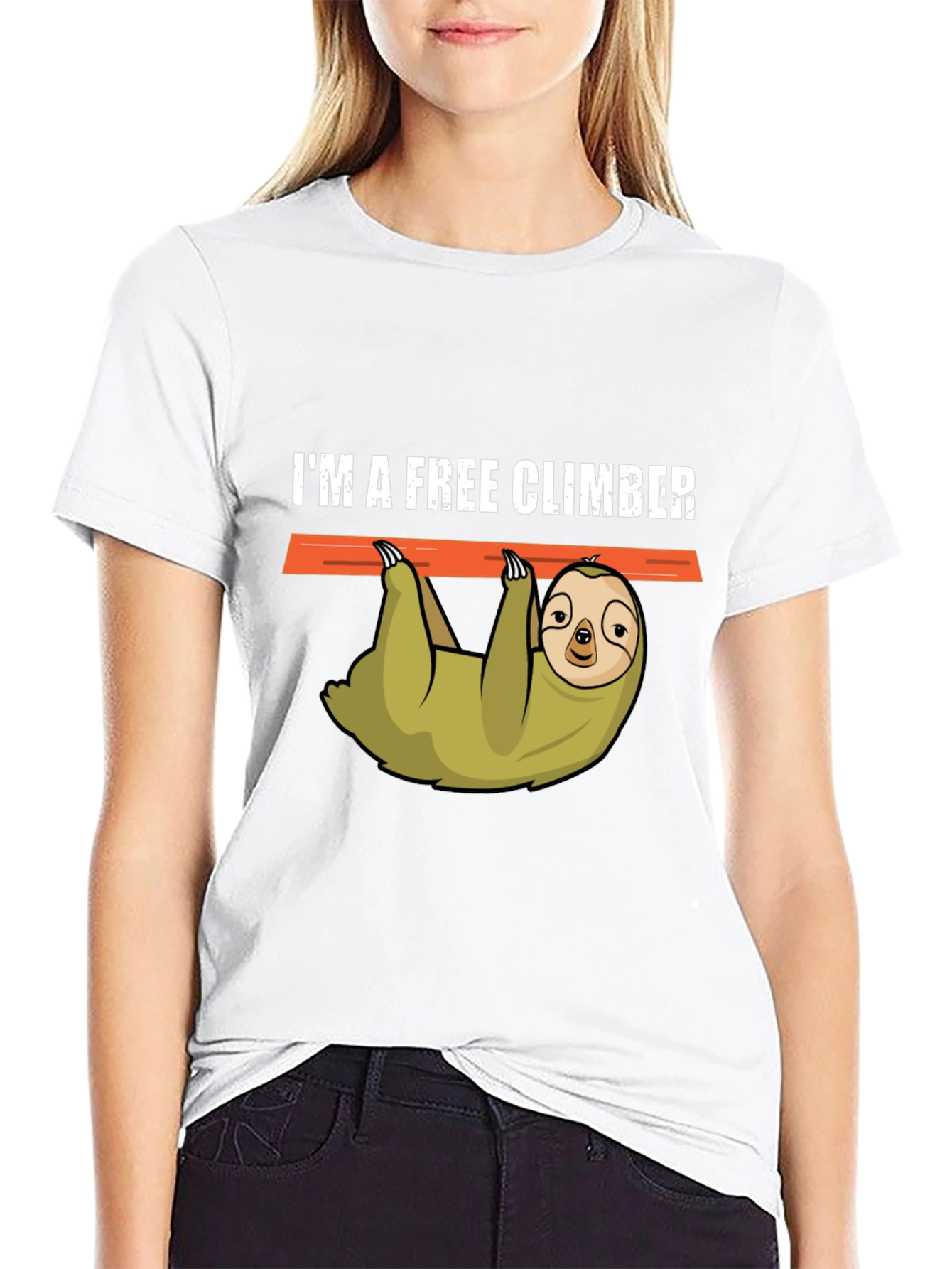 Im a Free Climber Sloth Graphic Tee - Black