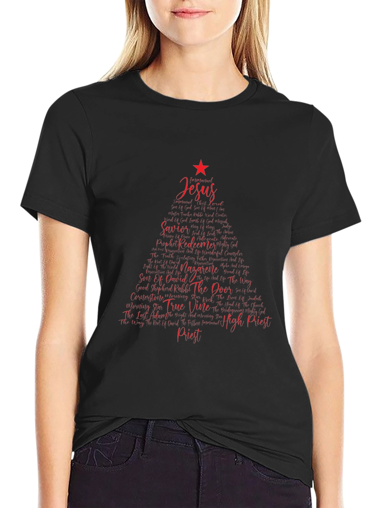 Jesus Christmas Tree Word Art T-Shirt