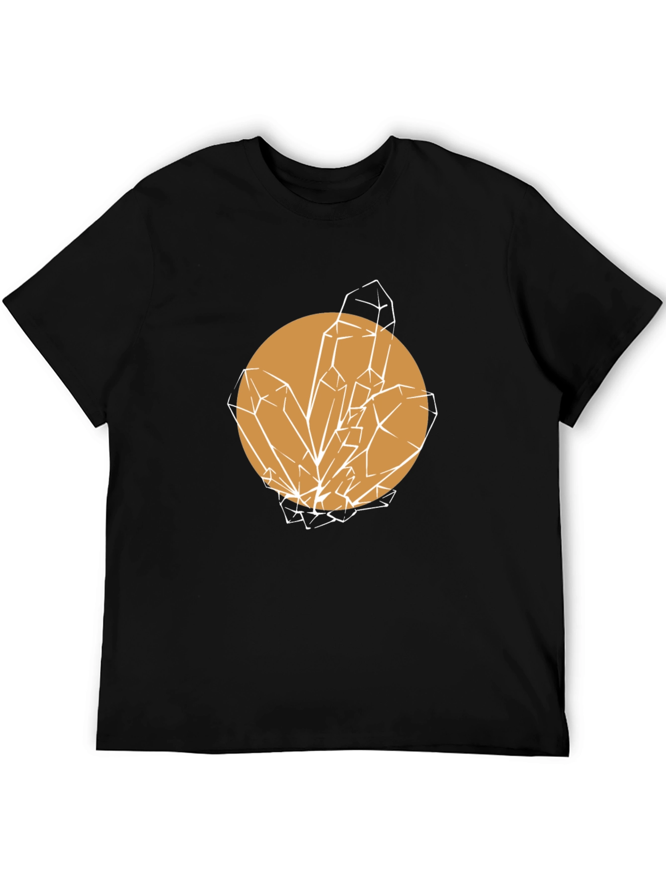 Geometric Crystal Graphic Tee - Stylish Unisex Black T-Shirt