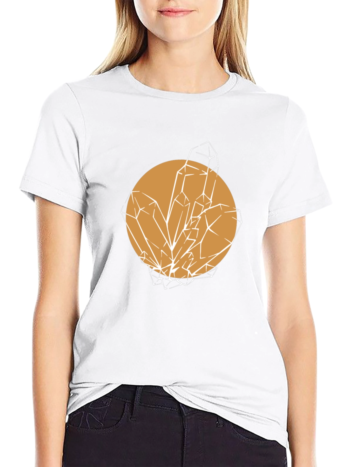 Geometric Crystal Graphic Tee - Stylish Unisex Black T-Shirt
