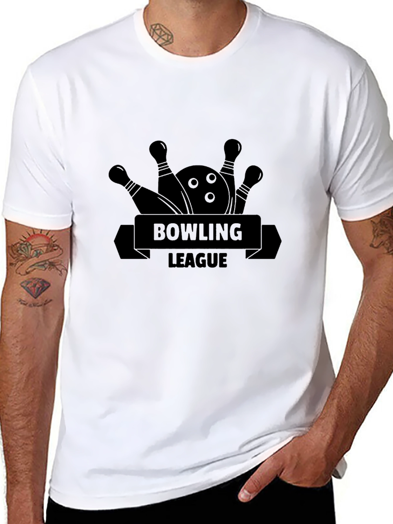 Bowling League Graphic Tee - Black