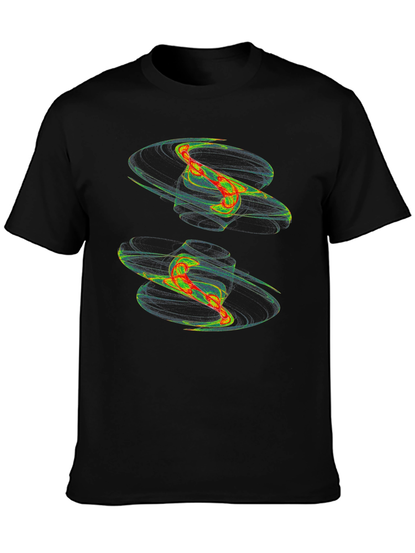 Abstract Vortex Graphic Print Black T-Shirt