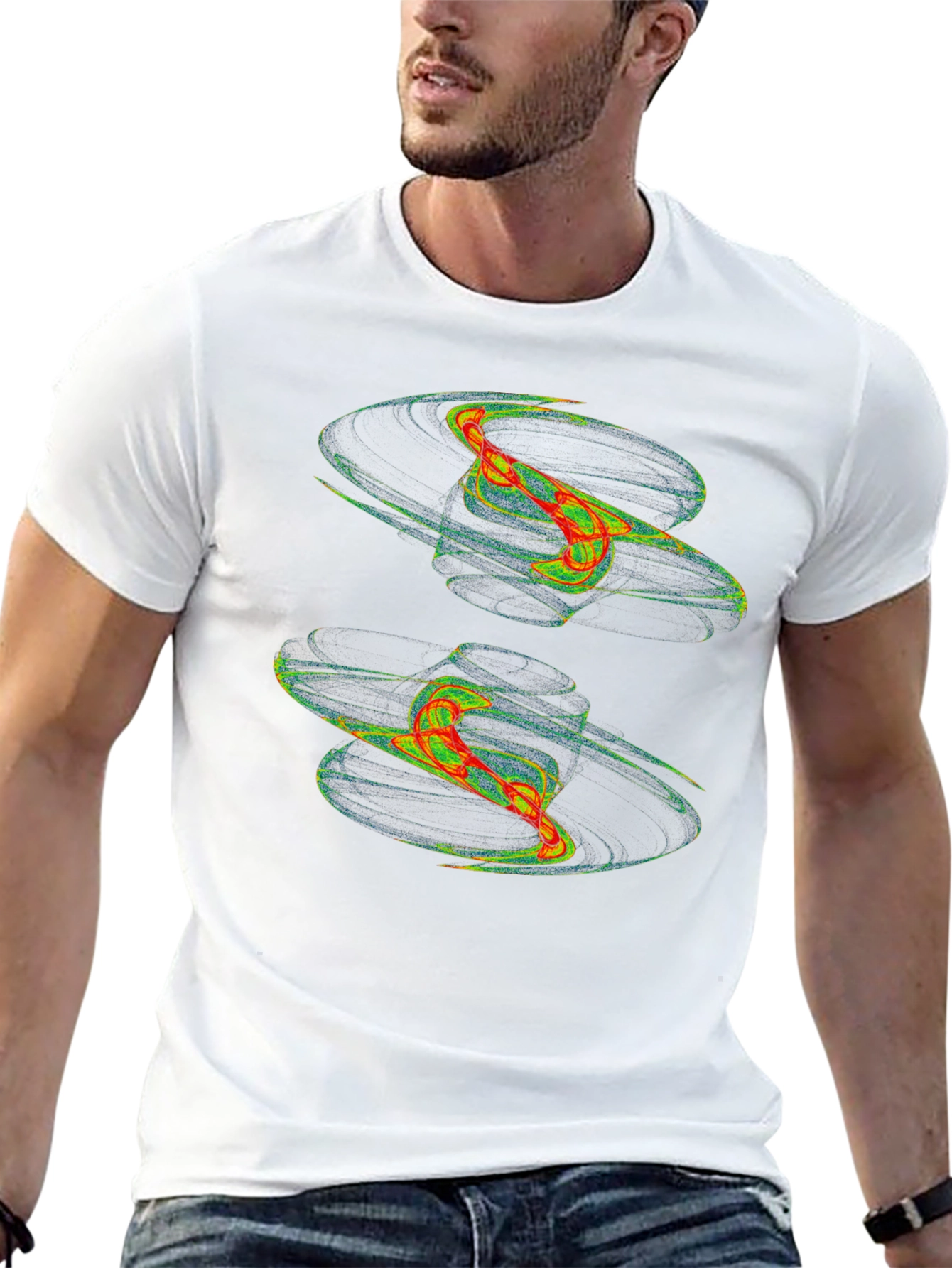 Abstract Vortex Graphic Print Black T-Shirt