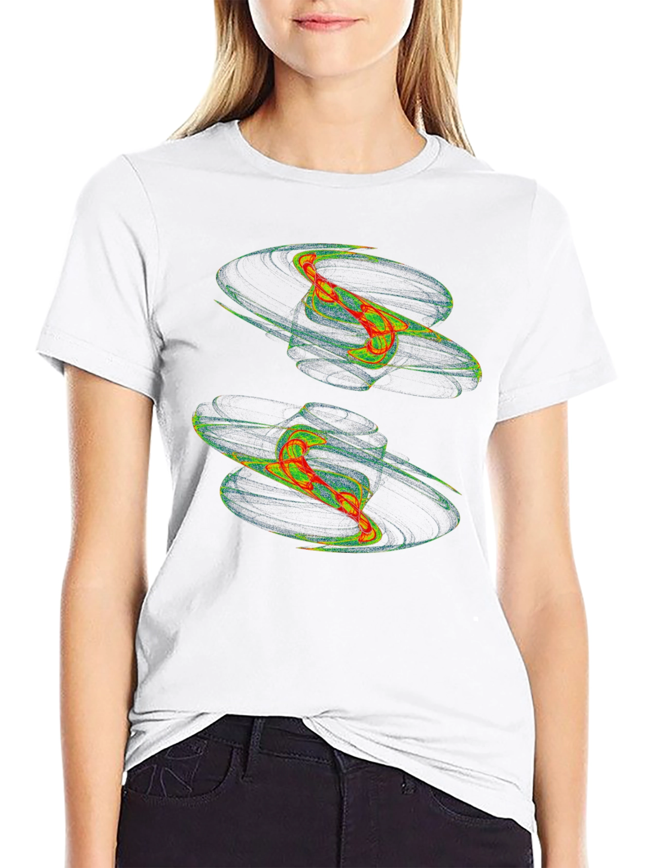Abstract Vortex Graphic Print Black T-Shirt