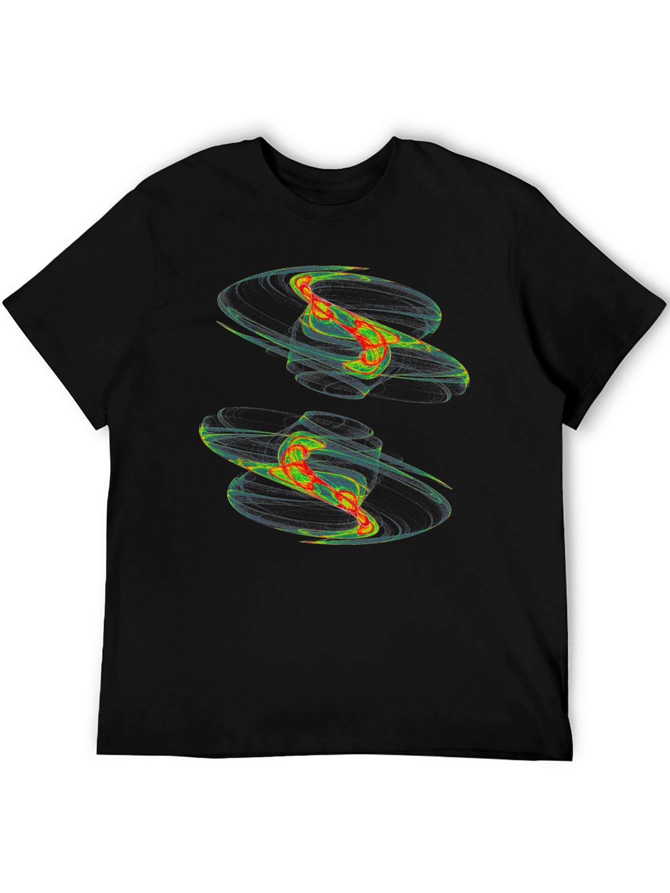 Abstract Vortex Graphic Print Black T-Shirt