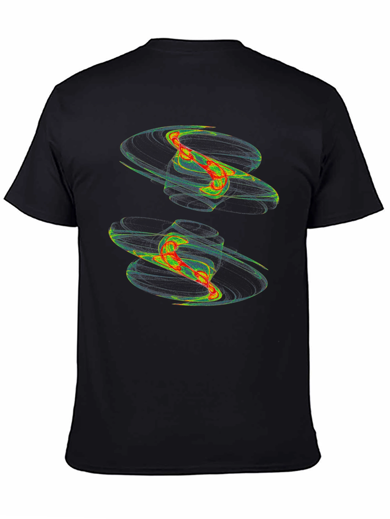 Abstract Vortex Graphic Print Black T-Shirt
