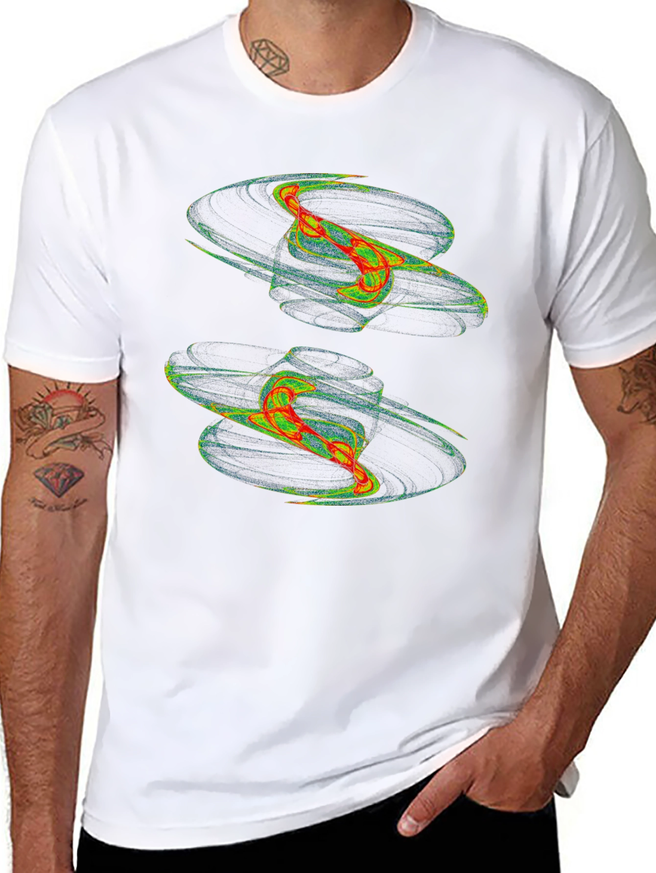 Abstract Vortex Graphic Print Black T-Shirt