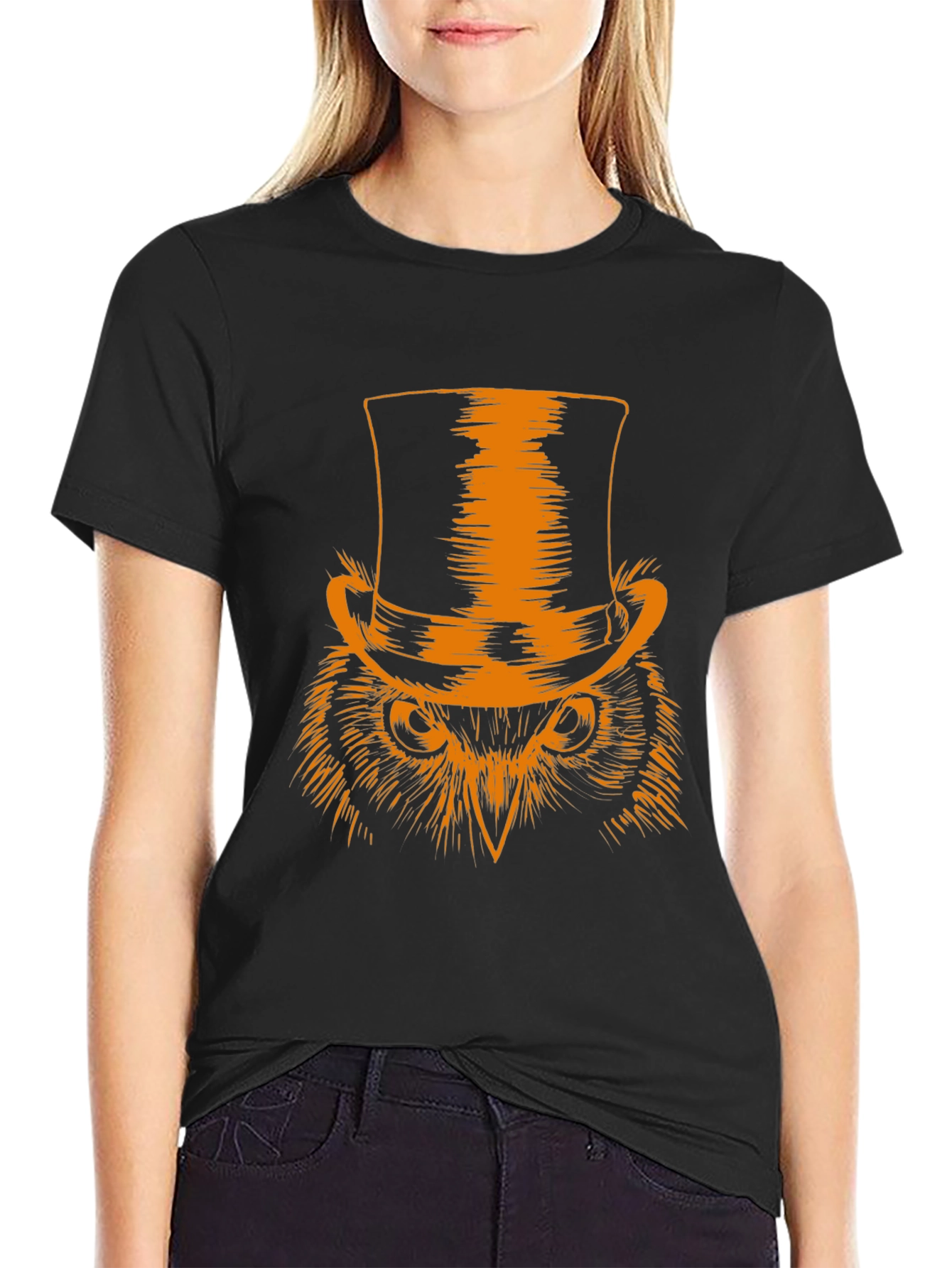 Top Hat Owl Graphic Tee - Mens Black T-Shirt