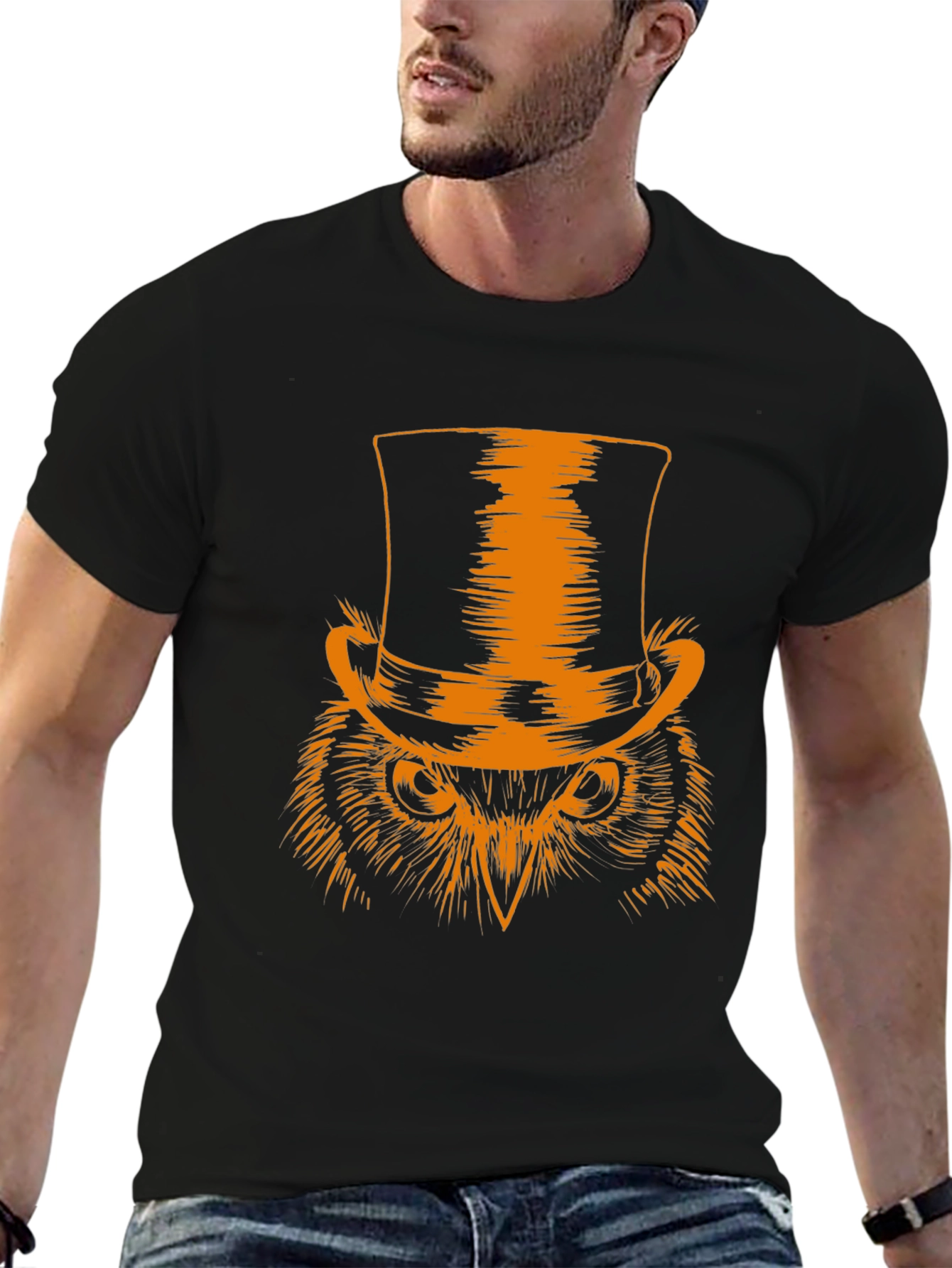 Top Hat Owl Graphic Tee - Mens Black T-Shirt
