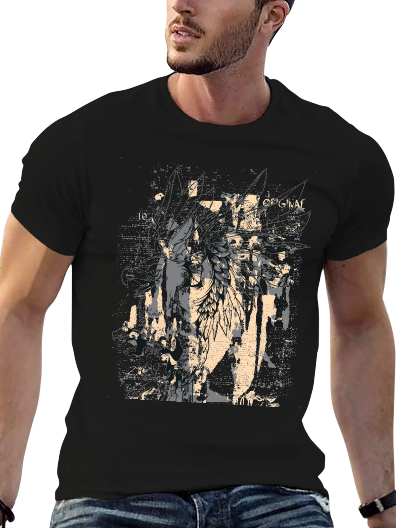 Grunge Graphic Print Black T-Shirt