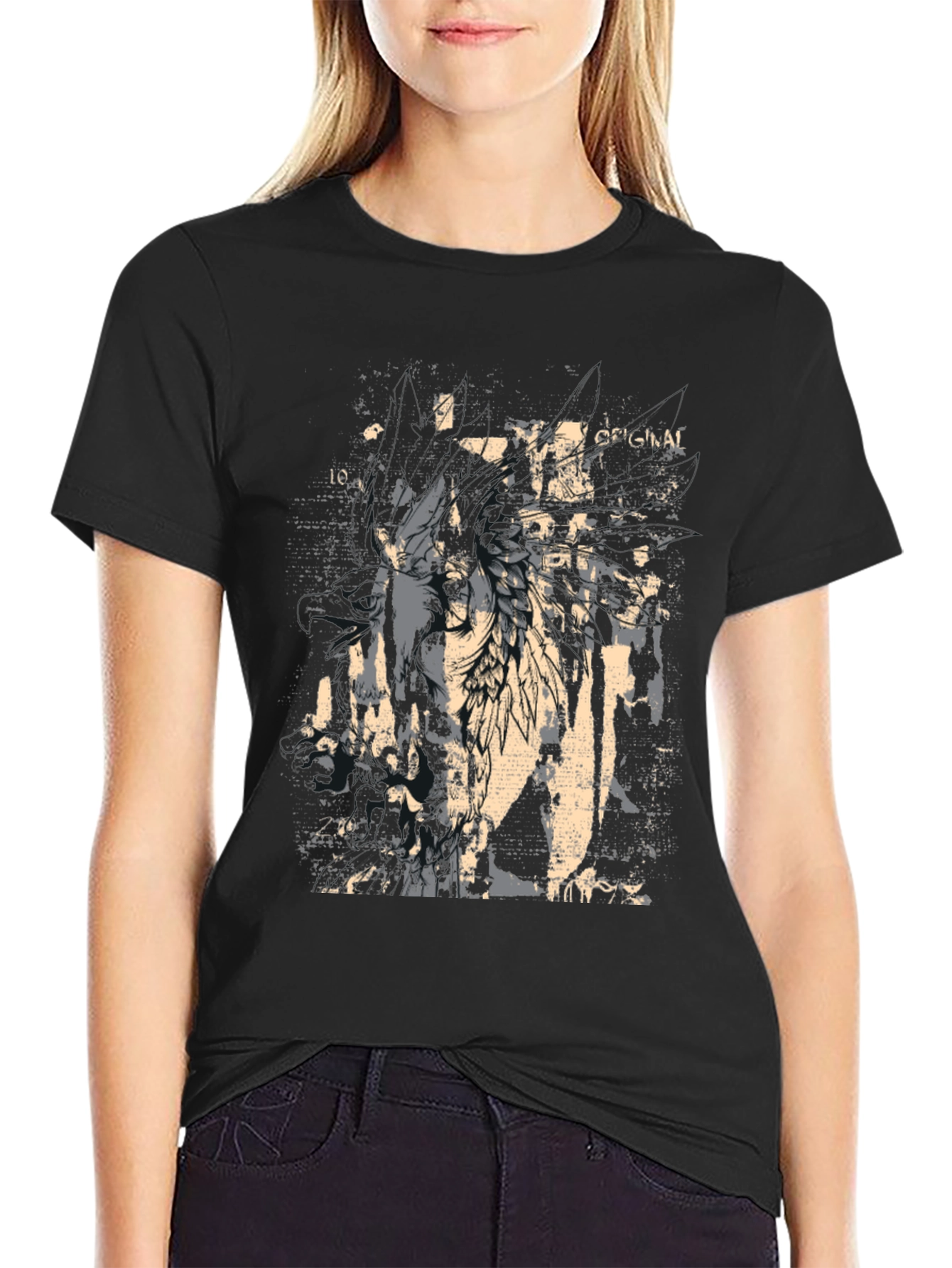 Grunge Graphic Print Black T-Shirt