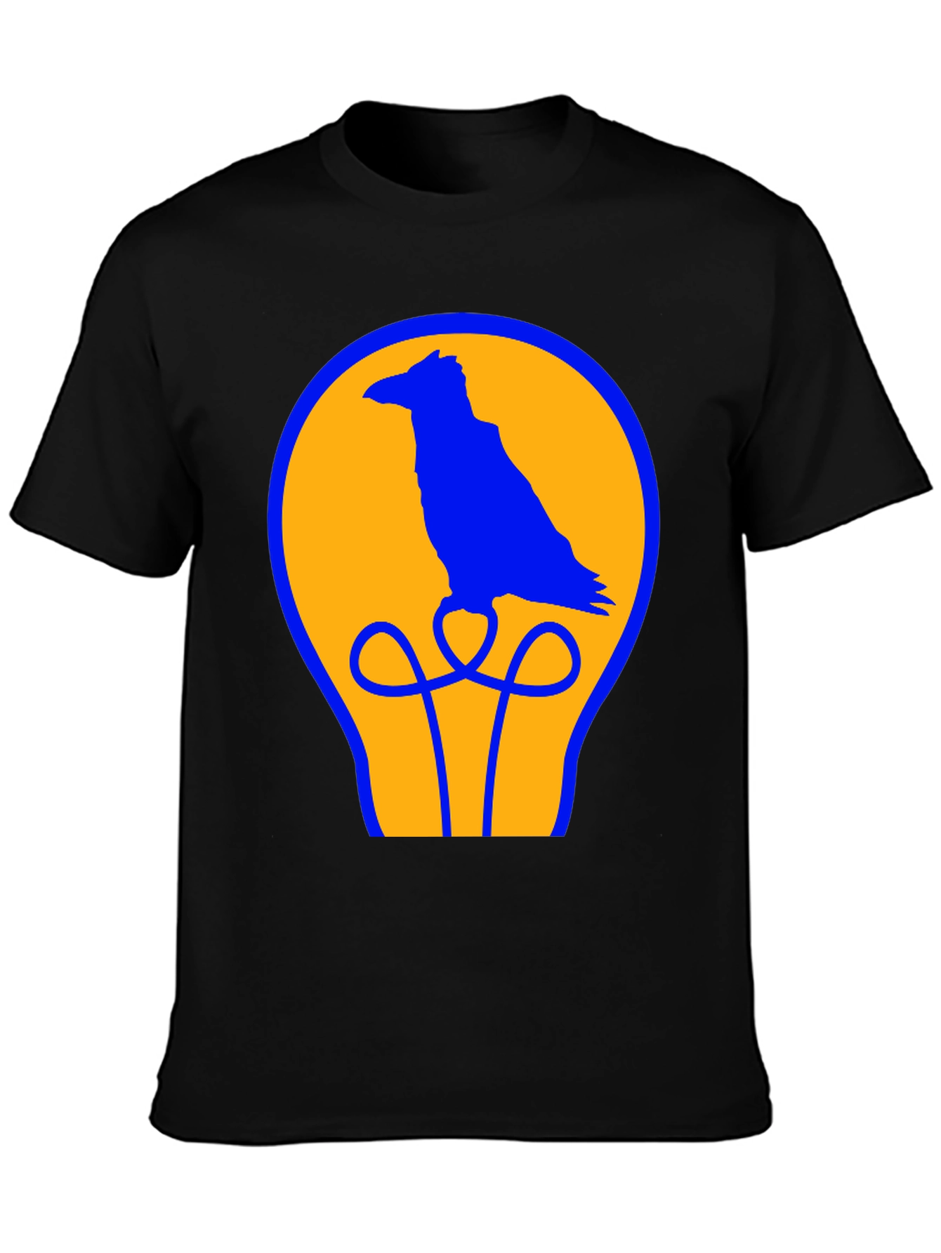 Raven Lightbulb Graphic T-Shirt - Cool Bird Design