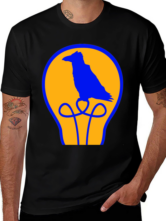 Raven Lightbulb Graphic T-Shirt - Cool Bird Design