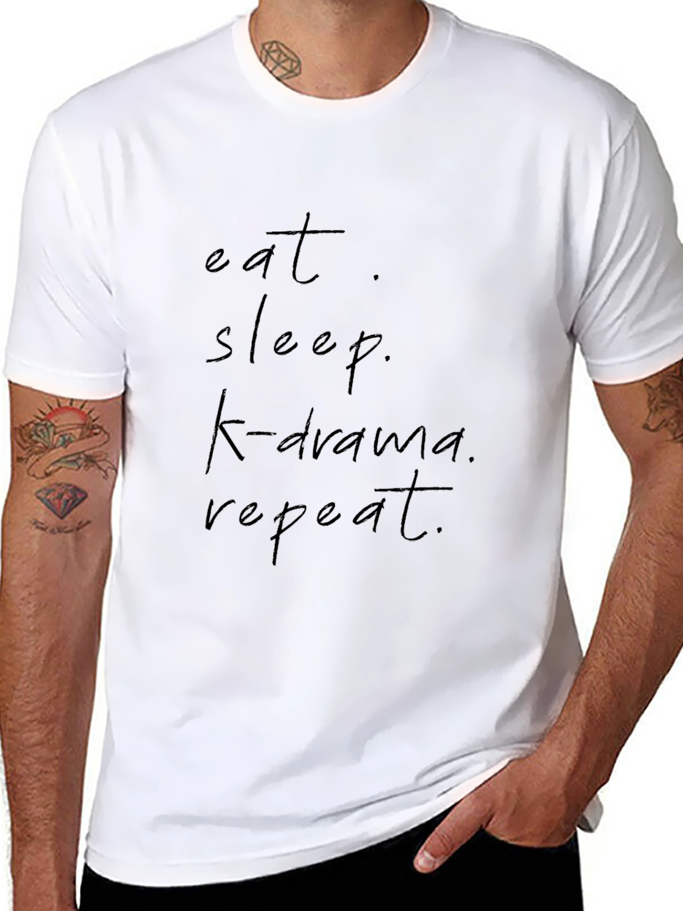 Eat Sleep K-Drama Repeat Black Graphic Tee